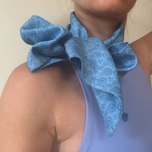 Kiton Light Blue Floral Silk Scarf